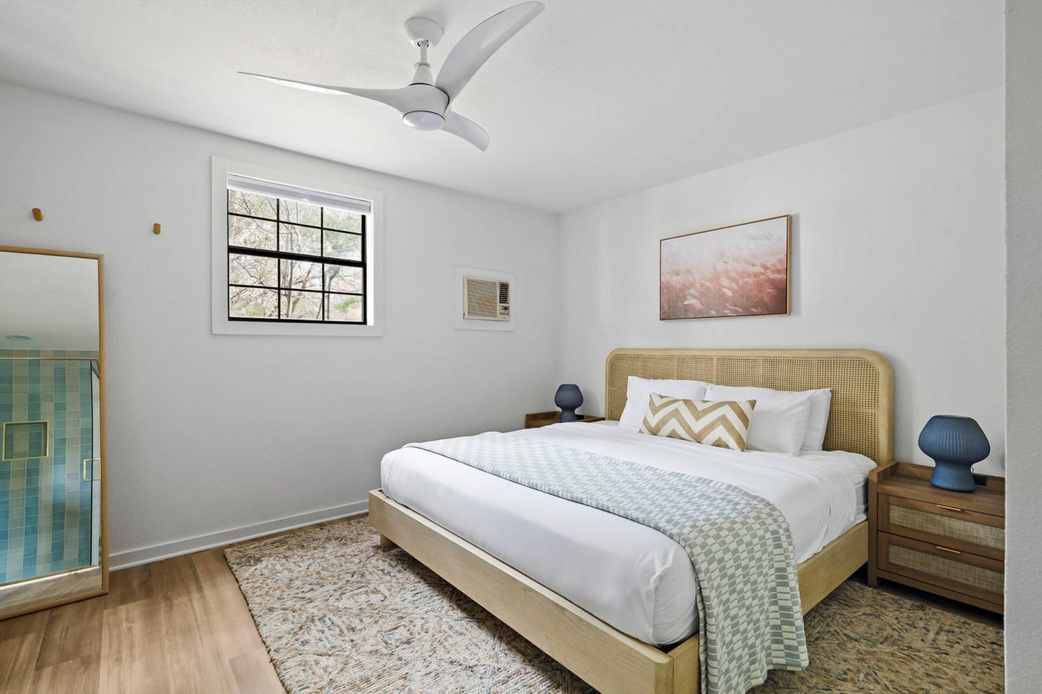 King Premier Cabin bedroom with wood headboard