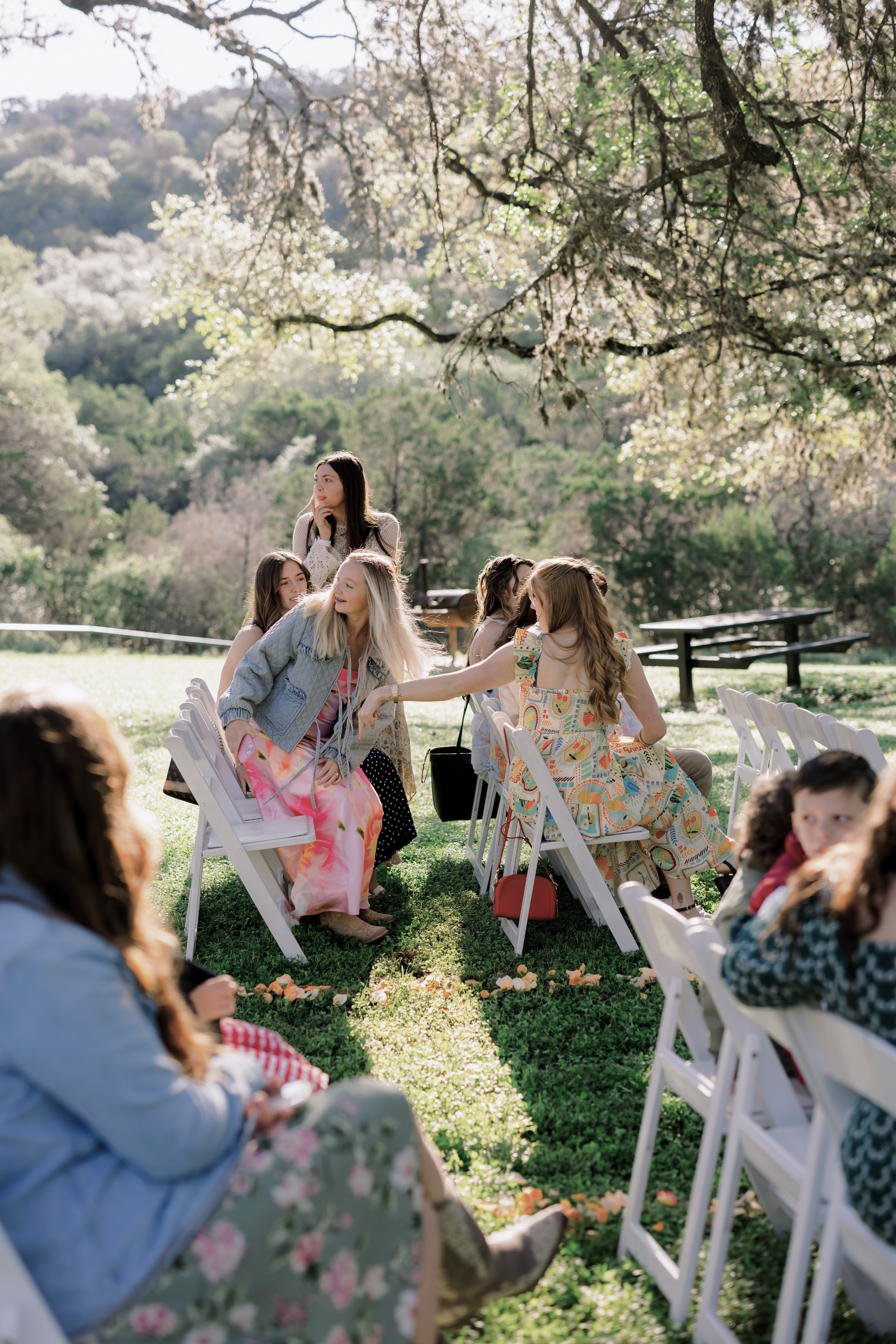 Guests finding their seats on the lawn